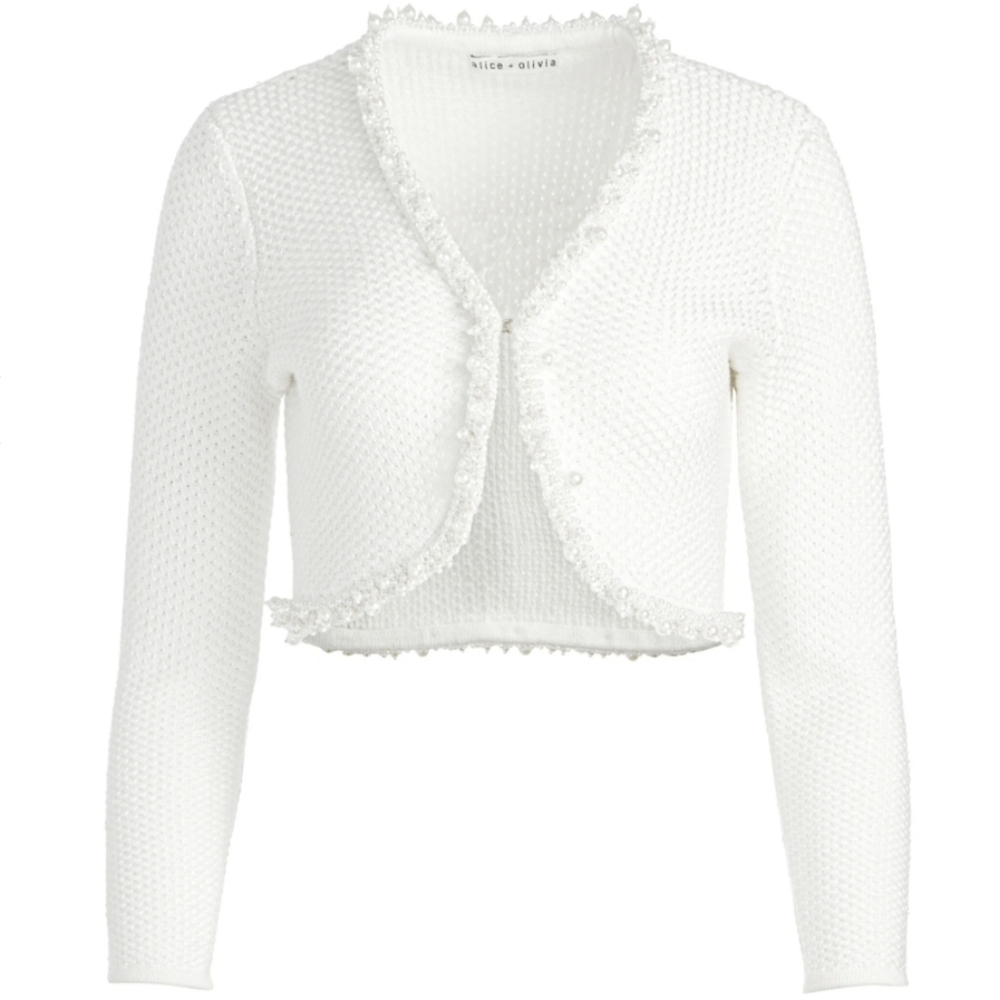 Alice + Olivia Duke Pearl Embellished White Cardigan (Perfect For Bridal Look!!)